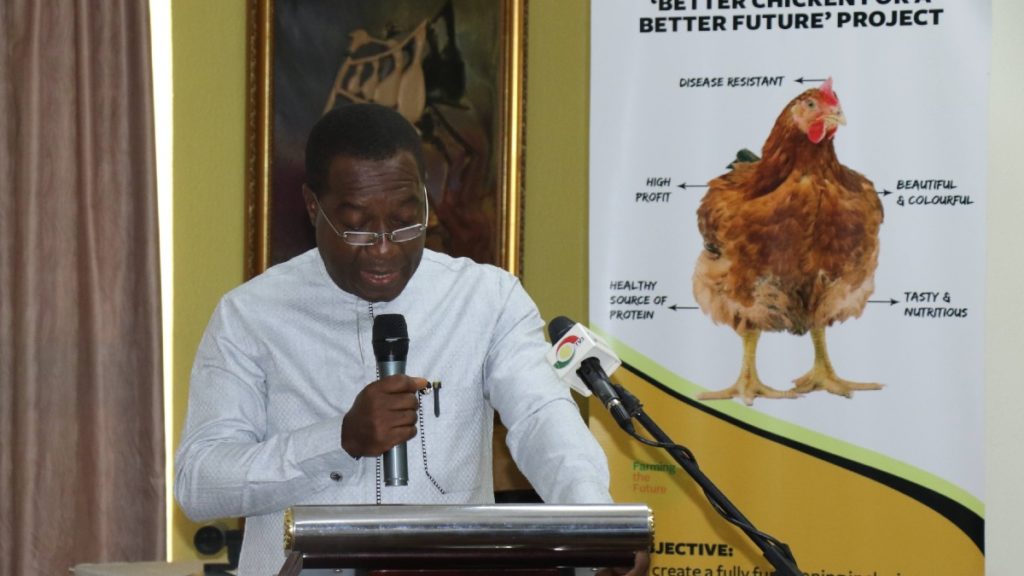 Solidaridad's regional director in West Africa addresses Better Chicken for a Better Future partners and smallholders.