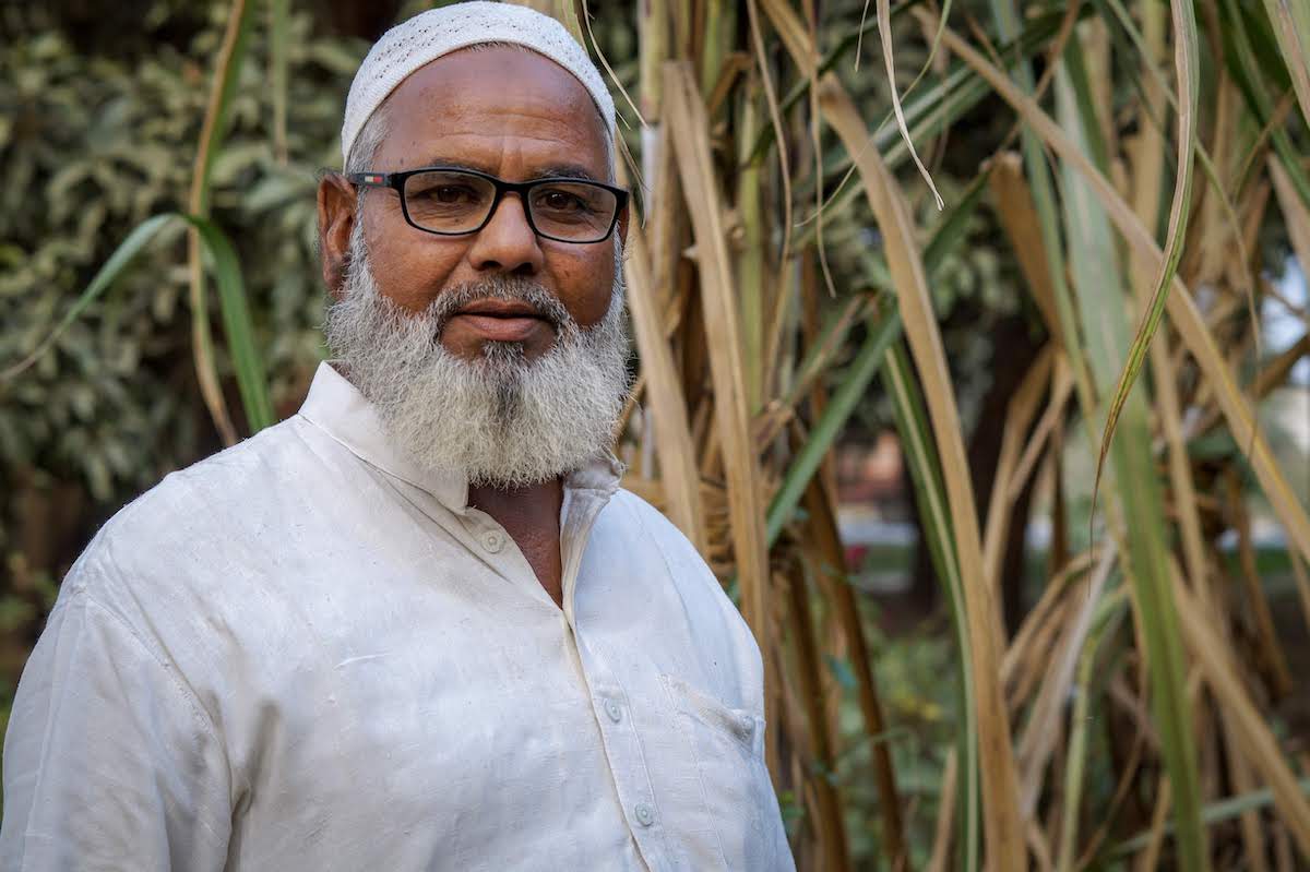 Photo of Mr. Hasibuddin, a sugarcane farmer in Lucknow, India