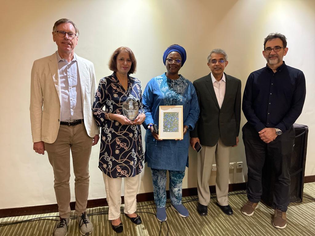 New Board Chair Shahamin Zaman (second from left) along with Solidaridad's full International Supervisory Board, including: Mr Jan Karel Mak (Chair CSB Europe), Ms Mariame Dao Gabala, Mr Kannan Pashupathy (Chair CSB North America), and Mr Bernardo Roehrs (Chair CSB Latin America)