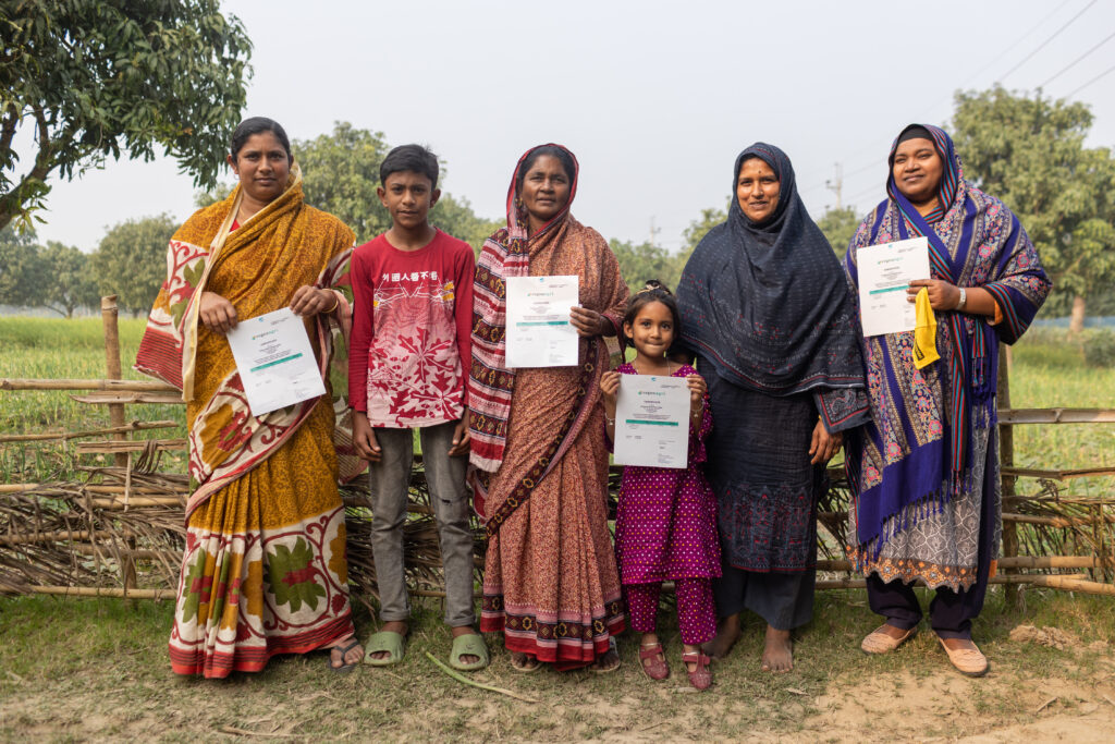 Mango farmers in Debhata Bangladesh, showing their regenagri certification