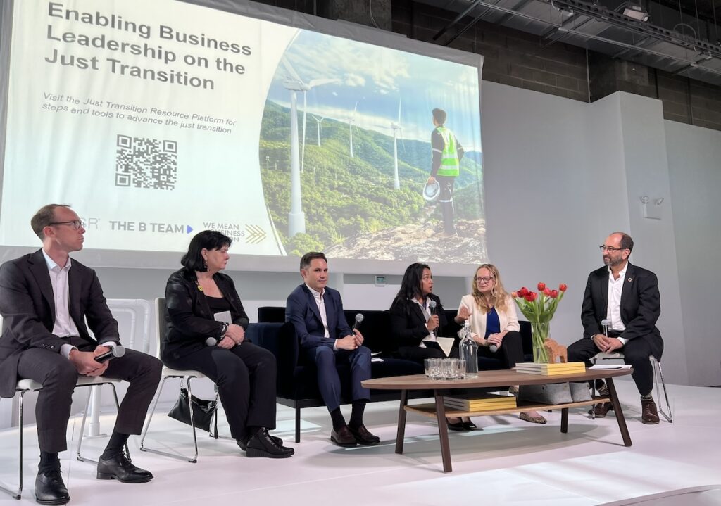 Jennifer Horning, second from right, on a panel about a Just Transition with BRS at Climate Week 2023